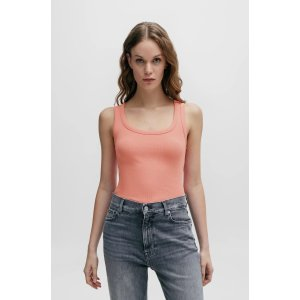 BOSS Stretch-cotton slim-fit vest with ribbed structure
