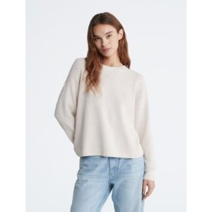 Calvin Klein Smooth Cotton Waffle Crewneck Sweater