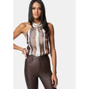 Bebe Satin Neck Tie Bodysuit