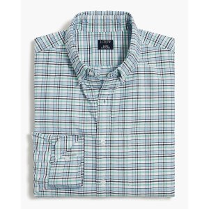 J.Crew Plaid long-sleeve slim flex oxford shirt