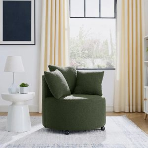 Ebern Designs Hatixhe Upholstered Swivel Barrel Chair