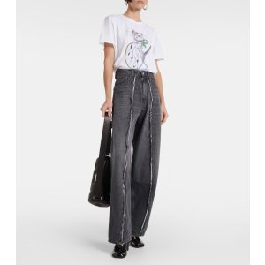 MM6 Maison Margiela Distressed wide-leg jeans