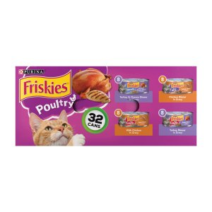 Friskies Chicken Gravy and Poultry Wet Cat Food Variety Pack, 5.5 oz., Count of 32