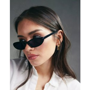 slim oval sunglasses in black