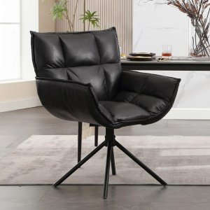 Deltha Faux Leather Swivel Armchair