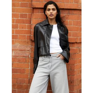 Crolenda Faux Leather Jacket Blackout | French Connection US