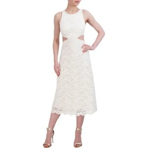 BCBGMAXAZRIA Embroidered Cutout Eyelet A-Line Dress