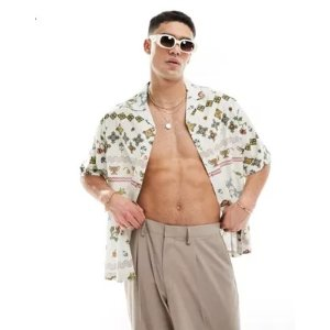 oversized revere shirt with floral print
