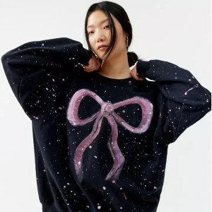Urban Outfitters Urban Renewal Remade Bow Painted Crew Neck Sweatshirt