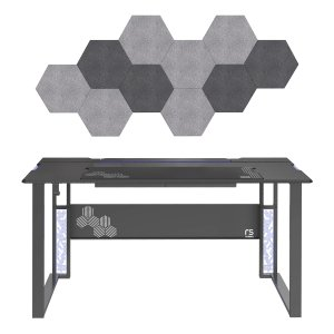 RS Gaming™ Mergence 60"W RGB Gaming Computer Desk With 10 Acoustic Panels, Black