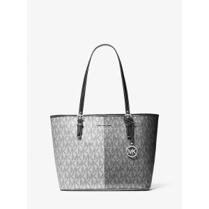 Michael Kors Jet Set Medium Two-Tone Metallic Signature Logo Tote Bag