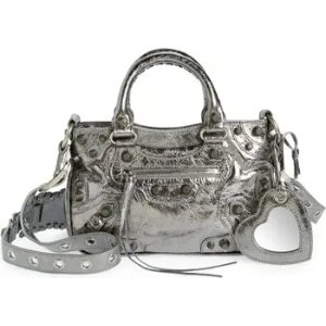 Balenciaga Small Cagole Metallic Leather Top Handle Bag