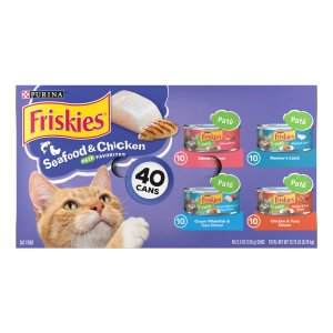 Friskies Pate Favorites Seafood and Chicken Wet Canned Cat Food Variety Pack, 5.5 oz., Count of 40