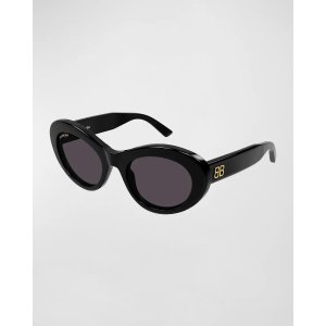Balenciaga Logo Acetate Round Sunglasses