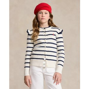 Ralph Lauren Striped Mini-Cable Cotton Cardigan