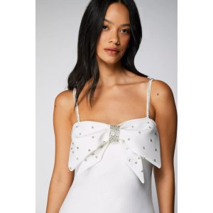 Premium Embellished Diamante Bow Mini Dress