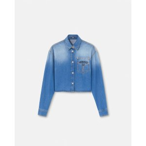 Versace Milano Stamp Crop Denim Shirt