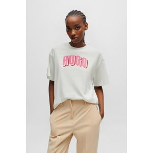 HUGO Relaxed-fit T-shirt in washed cotton with seasonal logo