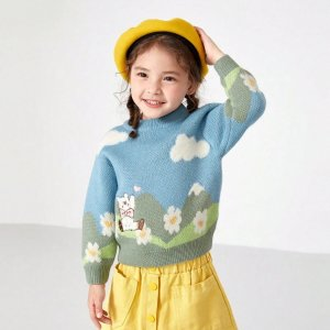 Balabala Balabala Tween Girl Patched Crewnecked Sweater