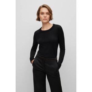 BOSS Crew-neck sweater in merino wool