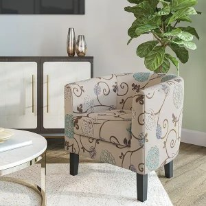 BELLEZE Highland Living Room Chair Accent Chair Barrel Club Chair - Floral Print-Linen