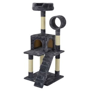 Go Pet Club Gray Cat Tree Condo with Sisal Covered Posts, 49.5" H