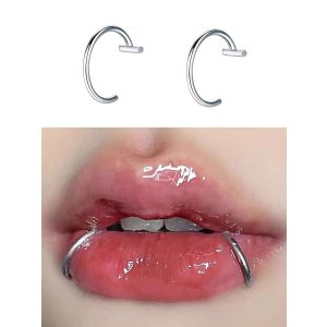 SHEIN 2pcs Punk Style Non Piercing Lip Rings In Silver, Fashionable And Personalized Lip Rings | SHEIN USA