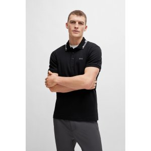 BOSS Interlock-cotton slim-fit polo shirt with collar graphics