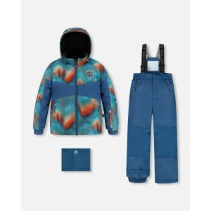 Two Piece Snowsuit In Deep Teal With Water Colour Gradient