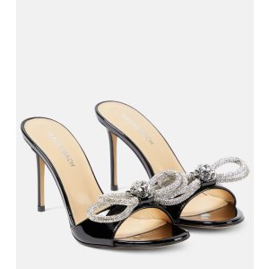 Mach & Mach Double Bow patent leather mules