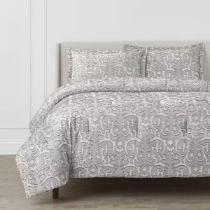Home Decorators Collection Averly 3-Piece Gray Clipped Jacquard Full/Queen Comforter Set