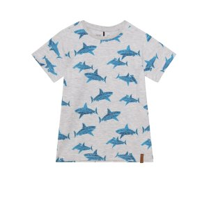 Printed Cotton Jersey Tee Light Heather Grey Sharks