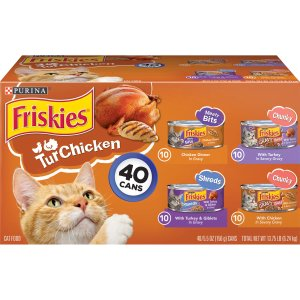 Friskies TurChicken Adult Wet Cat Food variety Pack, 5.5 oz., Count of 40