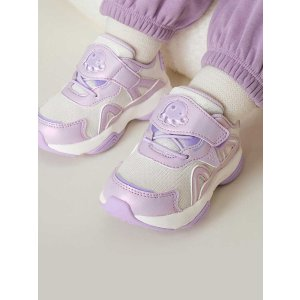 Balabala Balabala Baby Girls' Octopus Pattern Magic Tape Closure Anti-Slip Shock-Absorbing Comfortable Casual Sneakers Purple