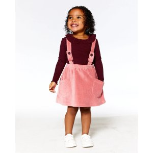 Stretch Ribbed Velvet Skirt Salmon Pink