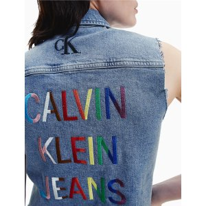 Calvin Klein Pride Cropped Embroidered Denim Vest