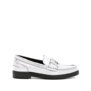 Fendi Baguette metallic leather loafers