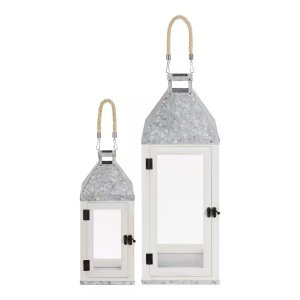 Hampton Bay Wood and Metal Lanterns (Set of 2)