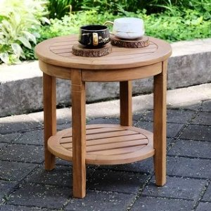 Cambridge Casual Sherwood Teak Patio Side Table - 24" - Plantation Teak