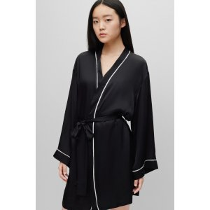 HUGO Contrast-piped dressing gown with handwritten logo