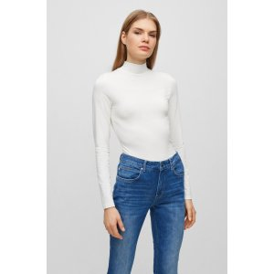BOSS Extra-slim-fit long-sleeved top with mock neckline