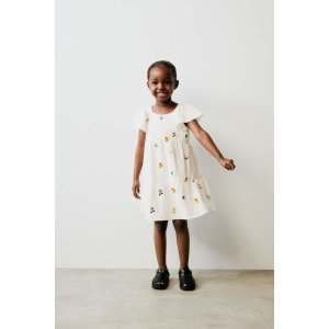 Zara FLORAL EMBROIDERED TEXTURED DRESS