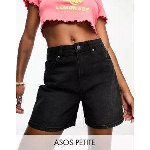 ASOS DESIGN Petite denim dad shorts in washed black