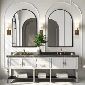 Vercher Metal Arched Bathroom/Vanity Mirrors (Set of 2)