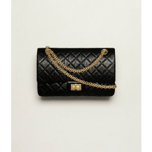 Chanel 2.55 Handbag Aged Calfskin & Gold-Tone Metal Black