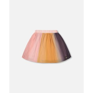 Gradient Chiffon Pleated Skirt Pink And Gold