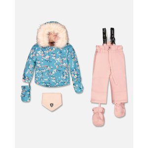 Two Piece Baby Snowsuit Ancient Rose With Spring Flower Print