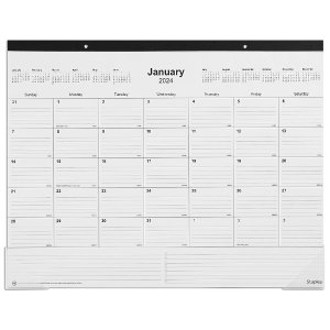 2024 Staples 22" x 17" Desk Pad Calendar, Black (ST12951-24)
