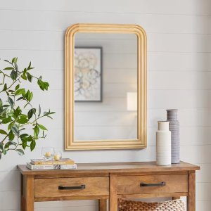 Home Decorators Collection Medium Arched Natural Wood Framed Mirror (36 in. W x 24 in. H)