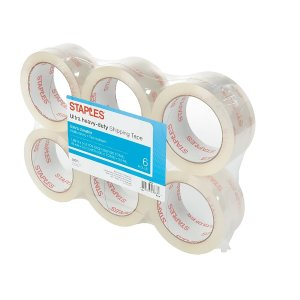 Staples ® Ultra Heavy Duty Shipping Packing Tape, 1.88" x 54.6 Yds, Clear, 6/Rolls
